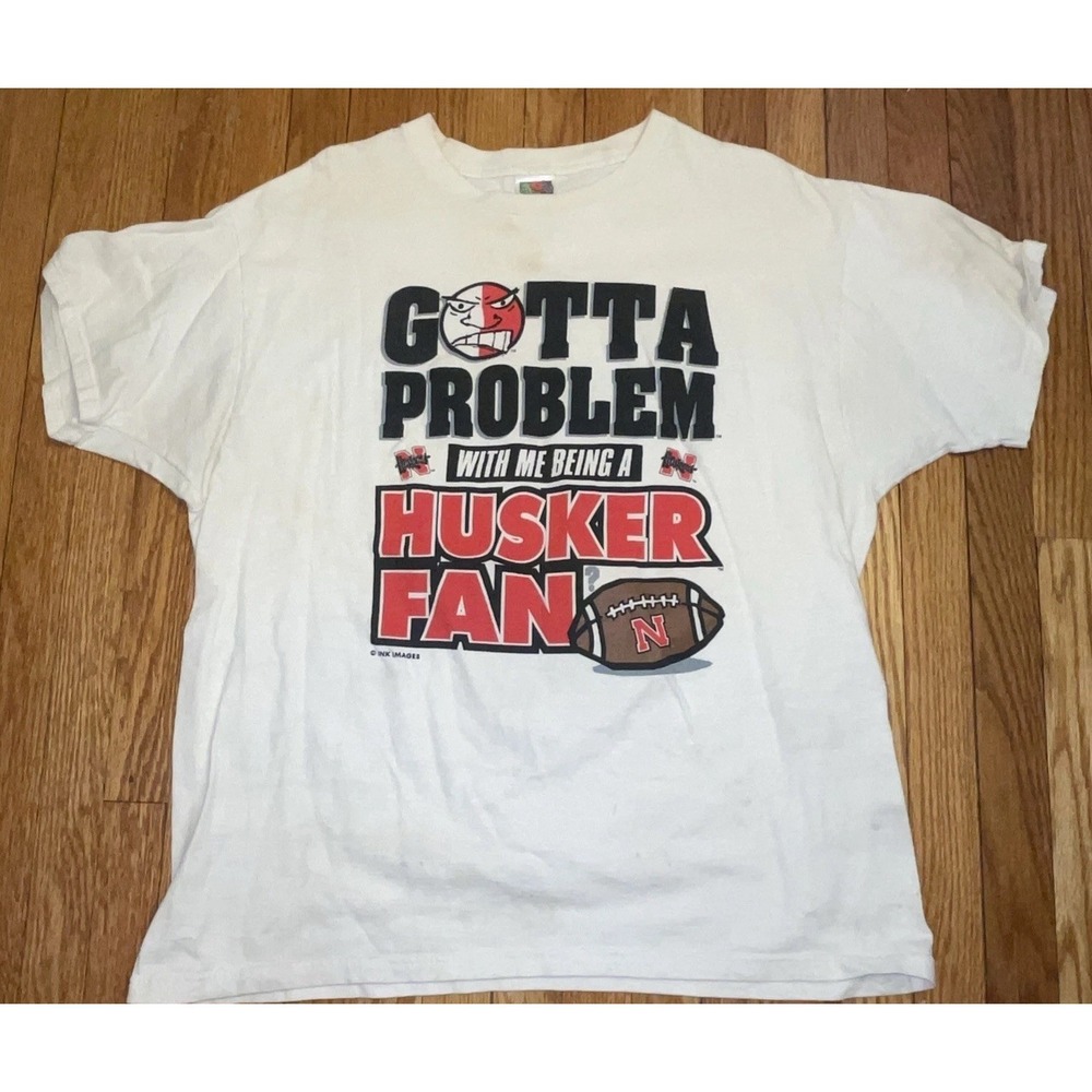 VTG Single Stitch Nebraska Huskers Football T-Shirt Size XL NCAA